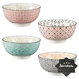 4 Schalen Set · Müslischalen Set · Bunte Schüsseln · Obstschale Suppenschüssel Salatschale Eisschale Ramenbowl · Bunte Schalen · Steingut Schüssel · Schale 800 ml · 20 S