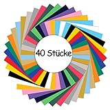 Xinzistar 40 Stück Plotterfolie Textil Wärmeübertragung Vinyl 25x30cm, Vinylfolie Textilfolien Heat Transfer Vinyl Transferpapier, Heiße Presse Haushaltseisen auf T-Shirts & Stoffe (20 Farben)