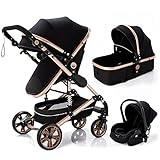 StrCous Kinderwagen 3 in 1 Kinderwagenset Sportwagen Buggy Babyschale Große Räder Luftreifen Hohe Verarbeitungsqualität Bequemerr Voll-Gummireifen Wickeltasche Regenschutz Kindertisch#3