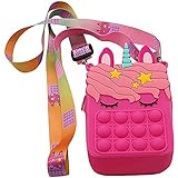CENPENYA Push Bubbles Pop Handtasche,Pop-it Fidget-Spielzeug,Schultertasche,Pop It Sensorik-Push Bubble Cross-Body-Tasche für Kinder,Silikon,Stressabbau-Und Anti-Angst-Spielzeug (Color : Rose red)