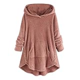 Fannyfuny Damen Plüschmantel Große Größe Fleecejacke Fleecemantel Warm Gefütterte Winterjacke Kuscheljacke mit Kapuze Warme Teddy-Fleece Hoodie Kapuzenpullover Sweatjacke C