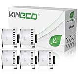 Kineco 5X Endlos-Etikett kompatibel für Brother DK22205 62mm x 30,48m P-Touch QL-1050 1060N 500 550 560 570 580 700 500 A BS BW 560 VP YX 580N 650TD 710W 720NW