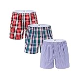 SLYRAIME Herren-Boxershorts, Baumwolle, kariert, bedruckt, gewebt, 3er-Pack, A2+4+12, Larg