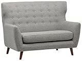 Amazon Marke - Rivet Hawthorne Modernes, getuftetes Zweisitzer-Sofa im Stil der 1950er Jahre, B 145 cm, Silb