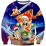 Goodstoworld 3D Christmas Pullover Jugendliche Mädchen Herren Lustige Weihnachtspullover Katze Hässliche Kleider T-Shirt Hemd XXXL