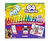 Crayola Pets-64 hochwertige Wachsmalstifte, einzeln eingefasst, inklusive Spitzer, mehrfarbig, 52-1164