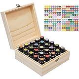 Aufbewahrungsbox für Ätherische Öle aus Holz Display Organizer 25 Steckplätze Ständerhalter für 15 ml Flaschen Nagellack-Sammlung mit Deck