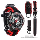 BlueStraw Herren Frauen Survival Analog Digital Uhr, wasserdicht Tactical Dual Time Display Notfall Sports Armbanduhr 5 Zeit Mustern verstellbar 3 austauschbare Armbänder Alarm Uhr mit Survival G