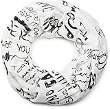 styleBREAKER Loop Schlauchschal mit Schrift Zeichen Muster im Destroyed Vintage Design, Schal, Tuch, Unisex 01017038, Farbe:Weiß