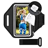 Handy-Armband, 15.7 cm, Laufarmband mit Airpod-Tasche und Schlüsselhalter, kompatibel mit iPhone 12/11/11 Pro/XR/XS/8, Galaxy S10e/S10, verstellbarer Riemen, Handyhalterung zum Laufen, W