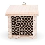 INGARDO Insektenhaus aus Holz - Insektenhotel zum Aufhängen mit hochwertigen Papierrohren -Nistkasten für Bienen, Schmetterlinge, Florfliegen und andere Nützlinge (inkl. gratis ebook)