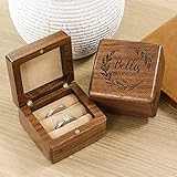 Benutzerdefinierte hölzerne Hochzeit Ring Box Holz Doppel Ring Box Verlobungsring Box Walnuss Aufbewahrung Ring Box Hochzeit Geburtstag Geschenke für F