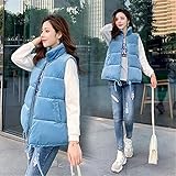 Frauen Fleece ärmellos Daunenweste Winter Winter Stehkragen warm Kurze Gesteppte Weste mit Kordelzug übergroße Freizeit gepolstert Gilet Winddichte Outdoor Reisen Mantel (Color : Blue, Size : M)