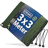 SPRINKS Abdeckplane (3x3m) - Robuste Gewebeplane mit Ösen - Plane Wasserdicht und UV Beständig - Tarp Outdoor - Wetterfeste Allzweckplane inkl. 6 Plannensp
