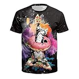 NSBXDWRM 3D Print T Shirt,Unisex Kreative Neuheit Doodle Donut Pizza Cat 3D Grafik Drucken T-Shirts Sommer Kurzarm Crewneck T-Stücke Tops Für Frauen Männer,XXXL
