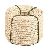 Yangbaga natürliches Sisal Seil, Sisalseil für Kratzbaum, Mehrzweckseil Sisal, DIY und austauschbar, EIN Teil für Kratzbaum,50m, 8mm (mit einem Ball)