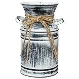 Soyizom Distressed Metallvase mit Seil Design: Rustikale Bauernhausvase für Küchendekor & verzinkter Eimer Französischer Landkrug für Hochzeitsdekor & Shabby Chic Gießkanne Krug für B