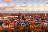 500 Stück-Rostock Skyline Deutschland Puzzle für Erwachsene Holz Reisegeschenk S