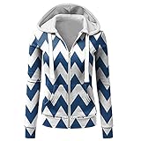 Henley Styles Damen-Sweatshirt, Damen-Sweatshirt, lässig, bedruckt, Reißverschluss, Mantel, Sweatshirt mit Kapuze, schmale Mäntel, Unterhemd für Damen, (#002) blau, Larg