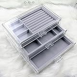 shandianniao Schmuckkästchen mit 3 Schubladen, durchsichtige Box aus Samt mit Schubladen für Schmuck und Modeschmuck für Frauen und Mädchen (Color : A)