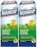Roundup Rasen-Unkrautfrei Konzentrat, Spezial-Unkrautvernichter zur Bekämpfung von Unkräutern im Rasen mit sehr guter Rasenverträglichkeit, 2 x 500 ml für 660 m²