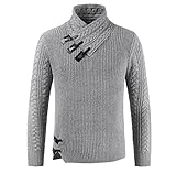 Pullover Herren Herbst Winter Halbhoher Kragen Lederschnalle Herren Langarm Urban Unregelmäßiger Saum Design Männer Strickwaren Regulär Jugend Herren Sw