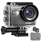 AQRA Action Cam 4K 20MP Wi-Fi Sports Kamera Ultra HD Unterwasserkamera 40M 170 ° Weitwinkel 2.4G Fernbedienung Zeitraffer 1050mAh*2 Akkus 2.0-inch LCD B