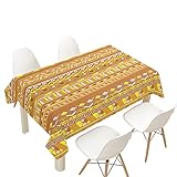 FANSU Böhmen Tischdecke Wasserdicht Tischwäsche, Rechteckige Wasserabweisend Abwaschbar Tischtuch für Exotisch Küche Garten Outdoor Esstisch Dekoration (Gelbe Geometrie,140x240cm)