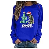 Hanomes Weihnachten Winterjacke damen - Langarm Pulli Rundhals Fashion langärmeliges Sweatshirt Warme Casual Blusenshirt damen lang