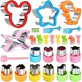 Crethink 4-teiliges Sandwich-Ausstechformen-Set, Dinosaurier-, Einhorn- und Sternformen, 10 Stück, Obstform-Ausstechformen, Gemüseschneider, Mini-Tier-Ausstechformen, Obst-Stemp