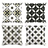 Bonhause 4er Set Kissenbezüge Schwarz Gold Geometrisch 45 x 45 cm Samt Soft Moderne Marokkanisch Dekorative Kissenhülle Zierkissenbezüge für Sofa Schlafzimmer Wohnzimmer Auto Zuhause Dek