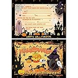 upain 50 Stück Halloween Party Einladungskarten mit Vorlagen für Einladungstext, Einladungen zur Halloween Party, Halloween Einladungskarten für Kinder Erwachsene, 7 x 5inch(Gelb)