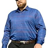 Sijux Herren-Langarmshirts, Winter Plus Size Business-Formelles Kleid-Hemd, Schlanke Fit-Hochzeits-Shirts Blazer-Baumwolle Für 50Kg Bis 140Kg,Blau,S