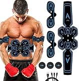 Queath EMS Trainingsgerät, Bauchmuskeltrainer, USB-Wiederaufladbarer Tragbarer Muskelstimulator, 6 Modi & 9 Intensitäten, Bauchtrainer Elektrisch für Bauch, Arm, Bein-Fitness Trainings Gang