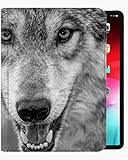 Für iPad Air3 10,5-Zoll-Gehäuseabdeckung, Wolf-Schwarz-Weiß-Gehäuse Slim Shell Cover für iPad iPad Air3