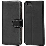 Verco iPhone 8 Hülle, Handyhülle für Apple iPhone 7, iPhone SE 2 (2020) Tasche PU Leder Flip Case Brieftasche - Schw