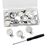 AIEX 20 Sets 17mm Jeansknöpfe Jean Buttons Ersatz Kein Nähen Abnehmbar Jeans Knöpfe aus Metall für Jeanskleidung Jeans Hosentaschen (Silber, 3 Muster)