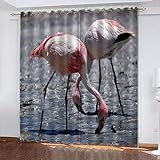 TTBBBB Verdunklungsvorhang Tier rosa Vogel B 120 x H 140 cm Gardinen Verdunkelungsvorhang Schlafzimmer Kinderzimmer Thermovorhang Fensterdekoration 3D Muster Ösen schal 2Er S