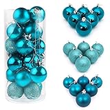 WMDHH 24pcs Weihnachtsbaum Dekor Ball Christbaumkugel hängen Xmas Party Ornament Dekorationen für Zuhause (Seeblau) Party F