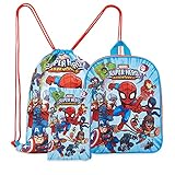 Marvel Avengers Rucksack Kinder Set 3-teilig mit Kindergartenrucksack Jungen, Turnbeutel Kinder, Federtasche Jung