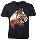 Tiermotiv T-Shirt Braunes Pferd mit Fohlen Größe M