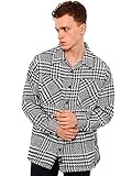 OZONEE Herren Kariertes Hemd Trachtenhemd Karohemd Freizeithemd Shirt Slim Fit Business Langarm Tailored Fit Flanellhemd Langarmhemd langärmliges Holzfällerhemd MACH/G821 SCHWARZ-WEIß L