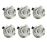 Allesgute 6er Set LED Einbaustrahler 230V Schwenkbar Dimmbar Ultra Flach 6W LED Spots 500lm Neutralweiß LED Einbauleuchten für Schlafzimmer, Küche, W