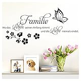 Grandora W5448 Wandtattoo Spruch Familie ist wo Leben beginnt I weiß (BxH) 58 x 30 cm I Wohnzimmer Flur Aufkleber Wandaufkleber Wandstick