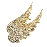 Aswinfon Brosche Damen Cubic Zirkonia 14K vergoldet Tier Brosche, Fashion Broschen Pins für Damen Mantel Brautkleider (Engelsflügel Brosche)