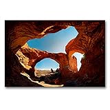 CALVENDO Premium Textil-Leinwand 90 x 60 cm Quer-Format Double Arch, Arches Nationalpark, USA, Leinwanddruck von Michael Ruck