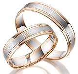Juwelier Rubin 2 x 375 Trauringe Bicolor - Rosegold Rotgold Weißgold Eheringe Massiv Gold LM.04