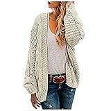 Eaylis Damen Casual Cardigan Grobstrick Lose Oversized Strickmantel, Lässiger Plüsch/Teddy/Warm Hoodie Pullover Jacken Strickjacke Kapuzenjacke mit Tasches Einfarbig Mantel Fleecejack