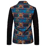 Sakko mit Blumenmuster, bedruckt, Vintage, schmal, lässig, Blazer, Herren, Ethno, Mäntel und Jacken, blau, XXXXL