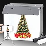 Orthland Fotobox, 40x40x40cm Fotostudio Mini mit Beleuchtung 5500K, Fotozelt Tragbare Faltbare CRI 90 mit 2X 51pcs LED Streifen und 2 Hintergründe (Schwarz, Weiß)